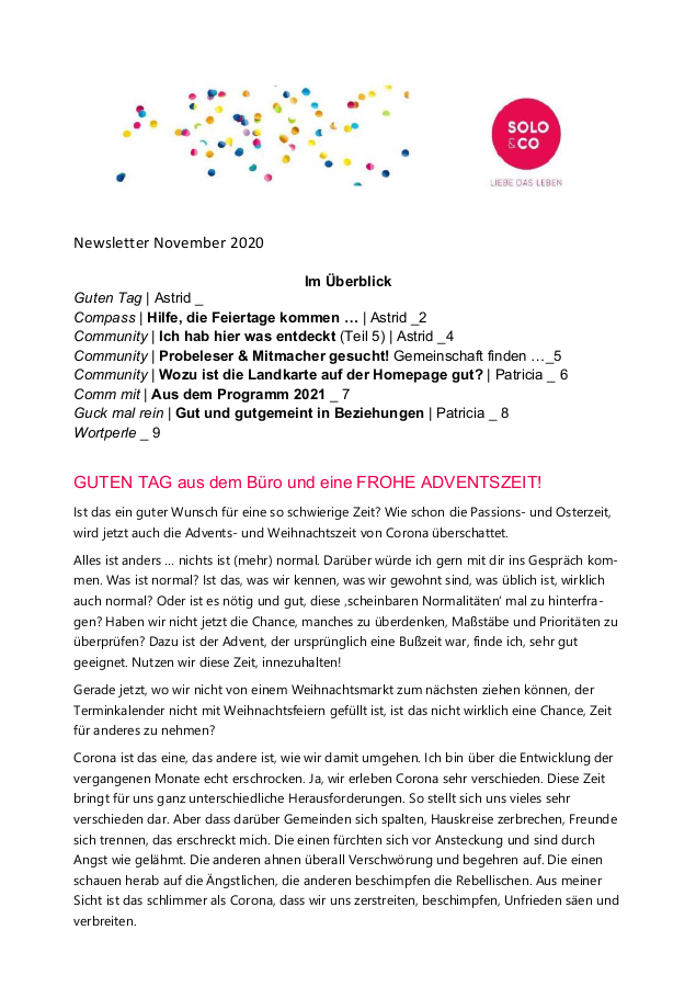 Newsletter November 2020